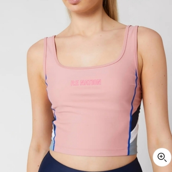 New P.E Nation Flex It Pink Pale Sports Bra Tank Top New With Tag Size Medium - Picture 1 of 16